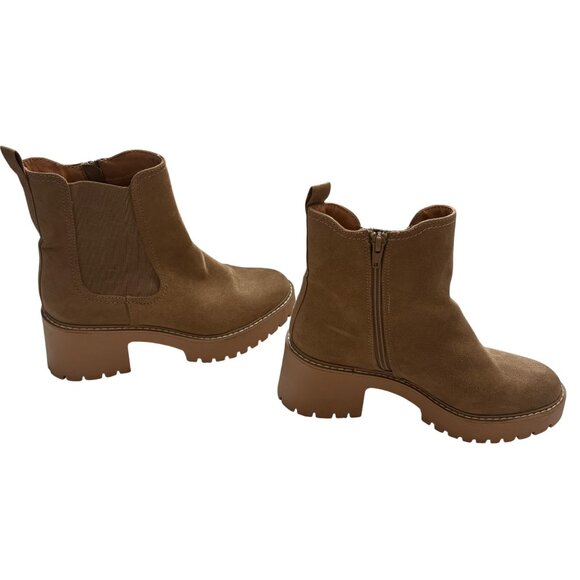 Universal Thread Tan Chunky Heel Ankle Boots Womens Size 7.5 Faux Suede - Picture 3 of 16